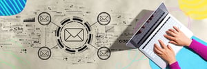 Email concept with person using a laptop computer