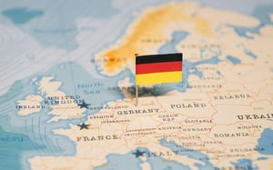 The Flag of Germany on the World Map